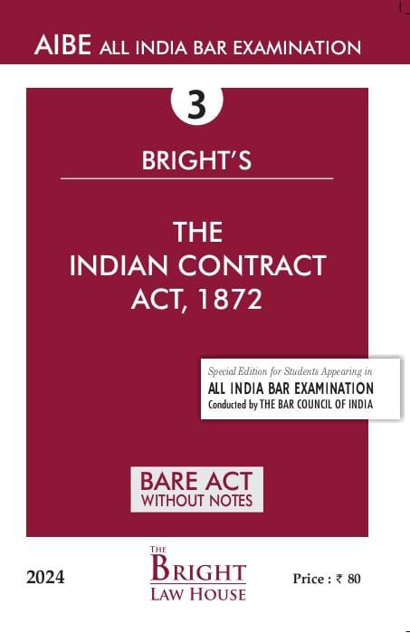 Contract Act, 1872 (English) Bare Act (Without Notes) For All India Bar Examination